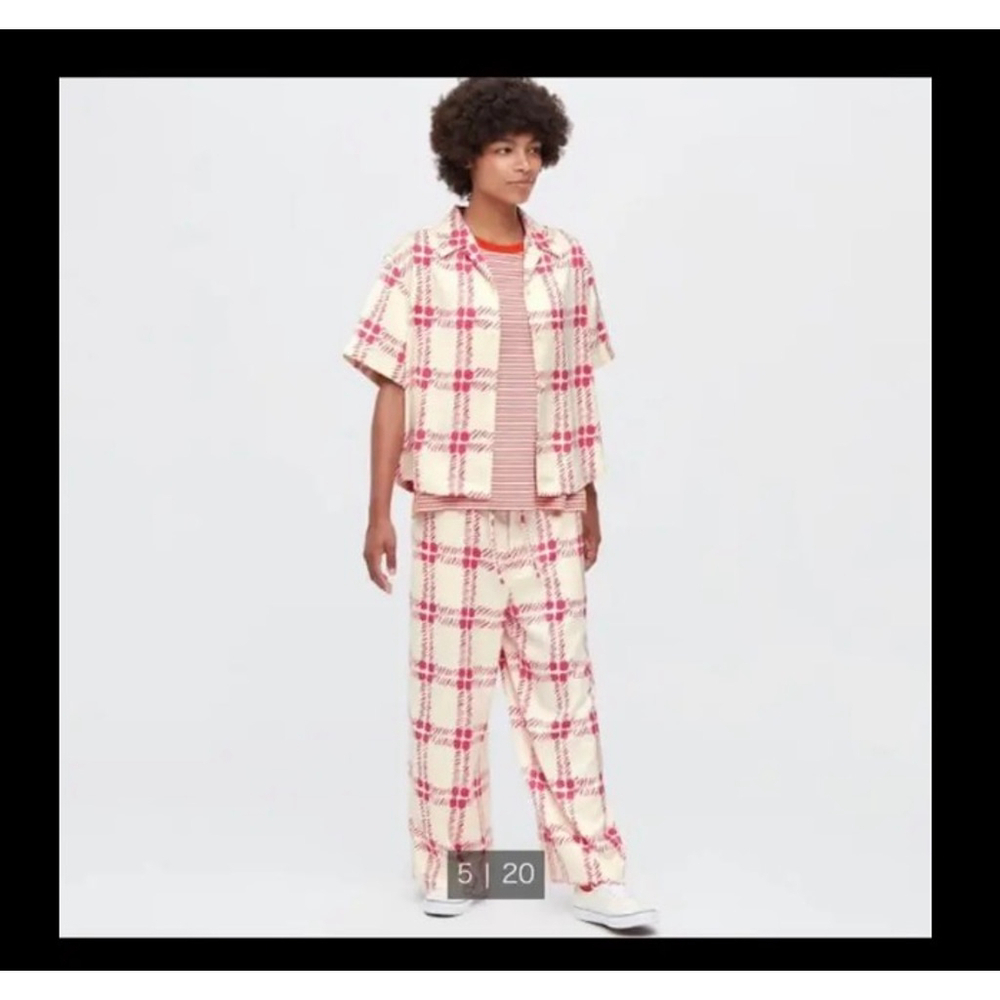 Marni x Uniqlo Women's Oversized Open Collar Plaid Shirt Rare Collaboration